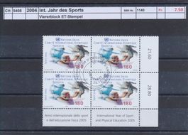 2004 "Int. Jahr des Sport", Viererblock, ET-Stempel