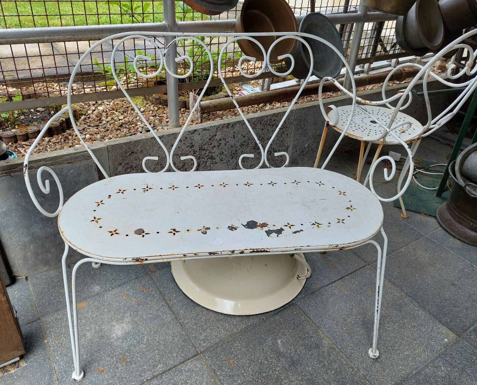 Panchine: Vintage Gartenbank+ Gartenstuhl – Usato da Siblingen venduto da rantiques 1