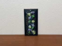 Kleines Emaille Gemälde vintage abstrakte Kunst 70er Bild