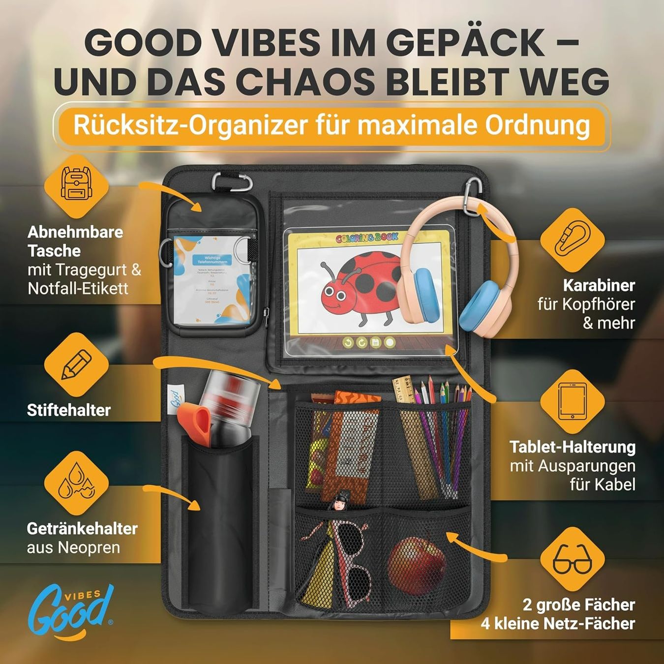 Tutti i ricambio: Autositz Organizer Kinder 45x60cm Rücksitz – Nuovo e nell'imballaggio originale da Suhr venduto da SchnapperCH 1
