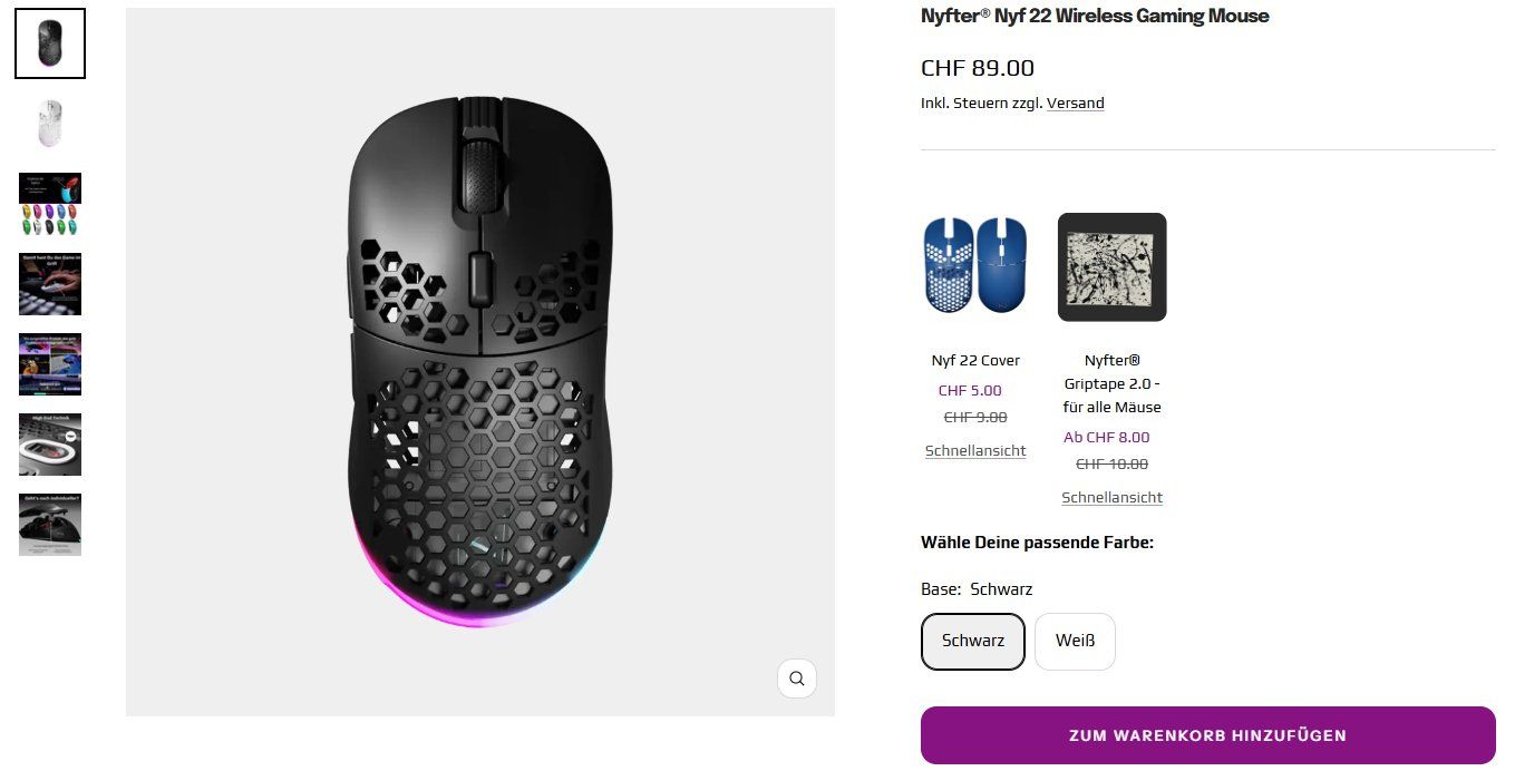 Mouse: NYFTER NYF 22 Wireless Gaming Mouse, schwarz, fast neu – Usato da Meggen venduto da NONOalo 7