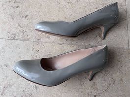 Pumps von Bally, grau, Lack-Leder, 5 cm Absatz