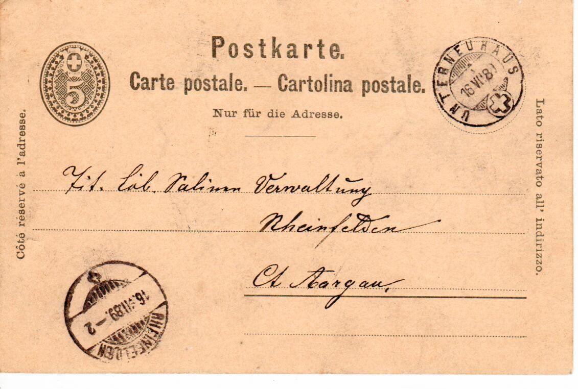Tutti i francobolli: PK, Unterneuhaus 1889 – Usato da Wolhusen venduto da Curver9