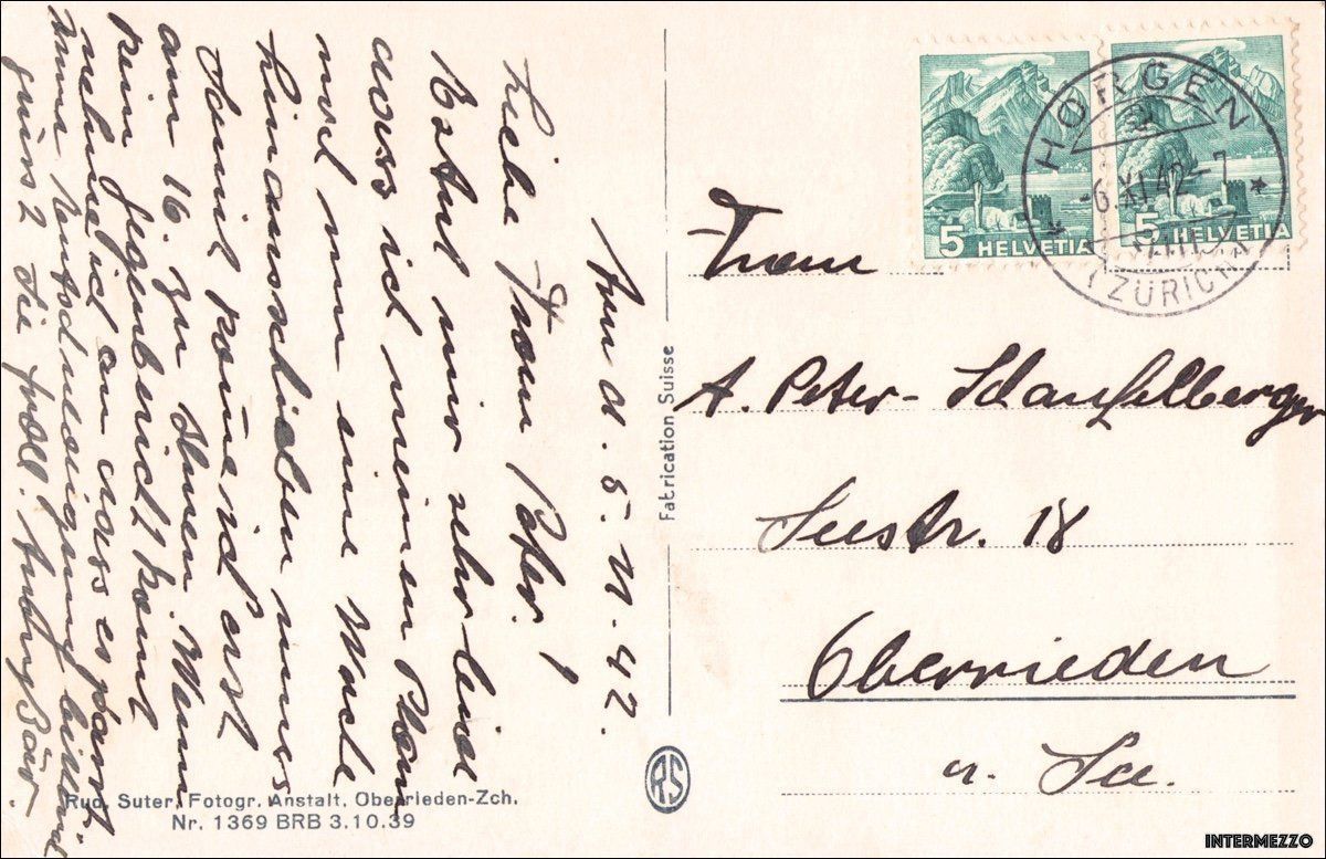Cartoline postali: Horgen // Kirche 1942 – Usato da Basel venduto da intermezzo12 1