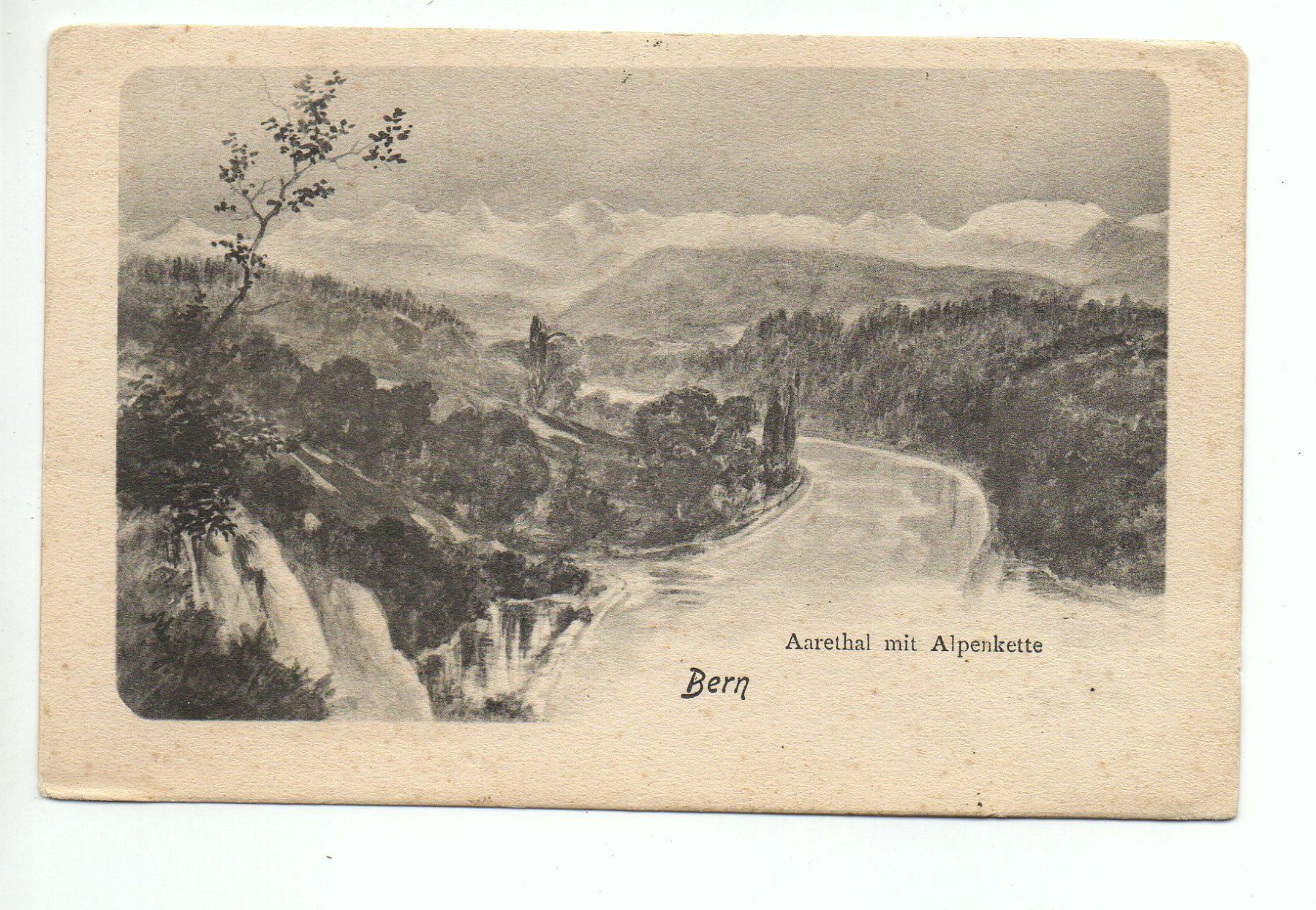 Cartoline postali: Litho BERN Aarethal mit Alpenkette – Usato da Jona venduto da philajona