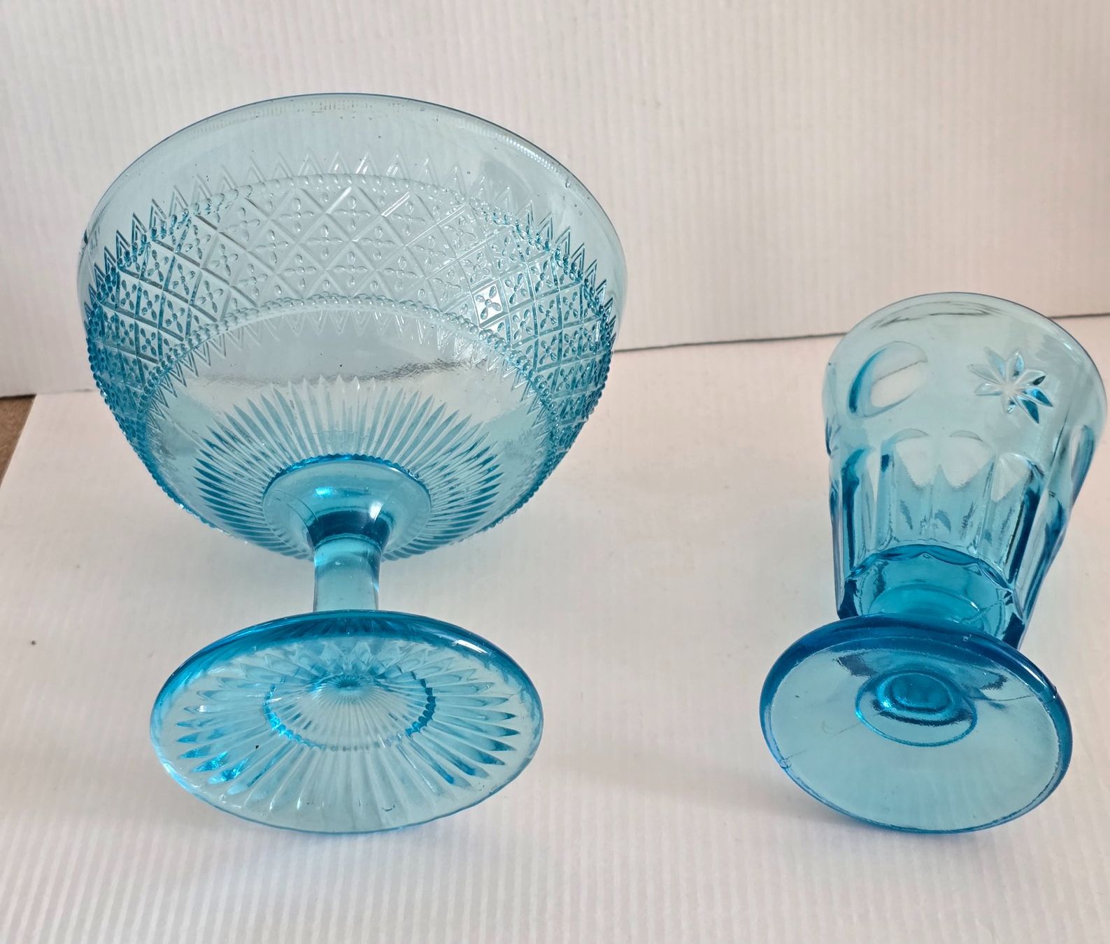 Bicchieri: 2 antike Glasgefässe, ca 1900 - 1920 in blau – Usato da Rheinau venduto da MakalekaAloha 4