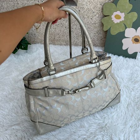 Coach Handtasche Monogramm Silber/Beige guter Zustand