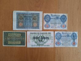 1914-20-23, 5 Banknoten Deutschland