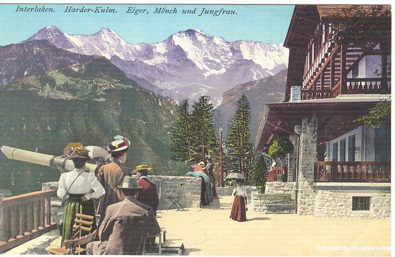 Cartoline postali: Interlaken - Harder Kulm belebt + c1910 – Usato da Emmenbrücke venduto da teestube