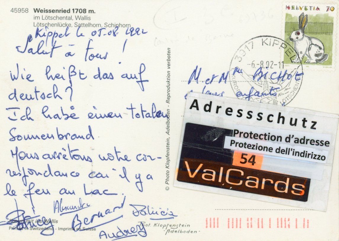 Cartoline postali: Weissenried  VS  im Lötschental      um 1992 – Usato da Brig venduto da Valcards54 1