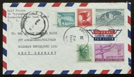USA Luftpost Brief New York West Germany Mehrfachfrankatur