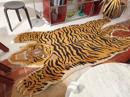 Vintage Tiger Teppich  Handgeknüpft XXL 70er  Style