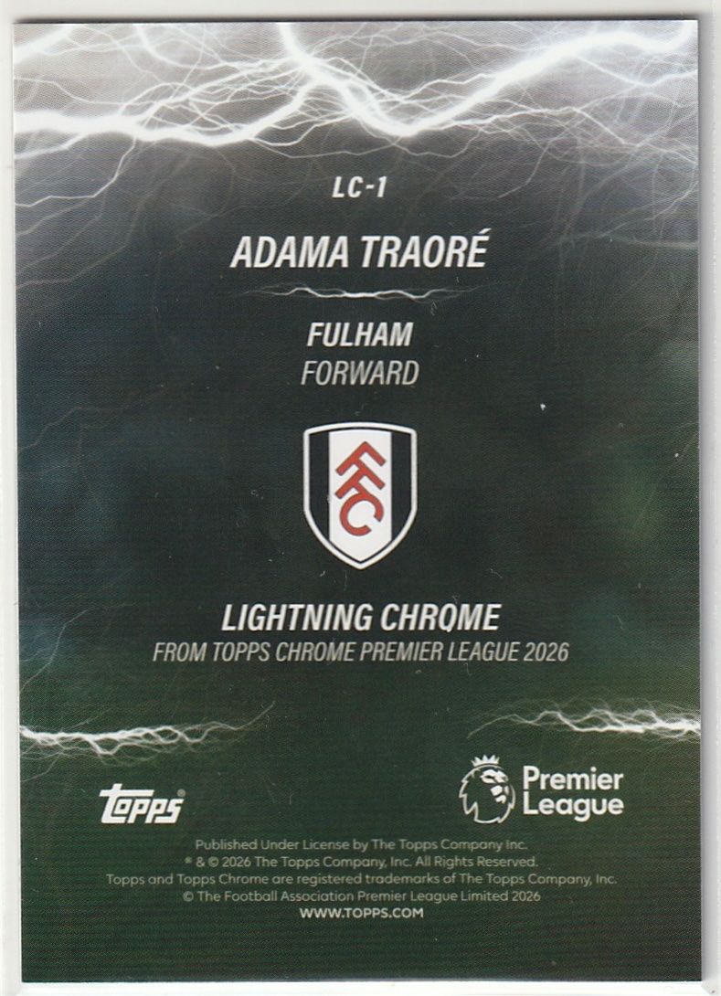Topps Carte collezionabili: 2026 Topps Chrome Premier League Adama Traoré Lightning – Nuovo (secondo la descrizione) da Biel/Bienne venduto da historian-198 1