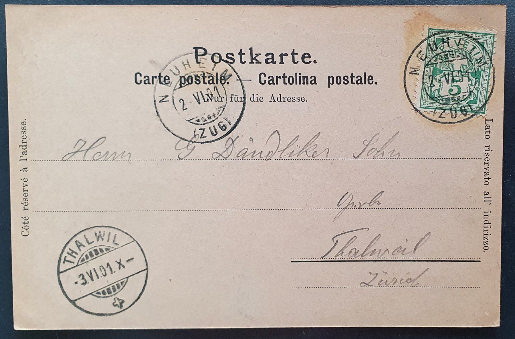 Cartoline postali: Gruss aus Neuheim 1901 - TOP – Usato da Kreuzlingen venduto da Rschweiz1 1