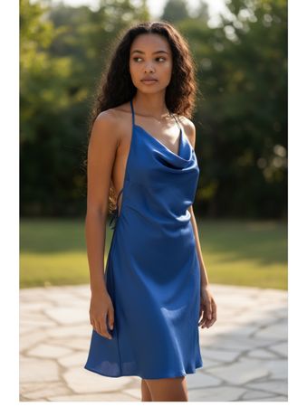 Robe satinée bleue nuit - très bon état - S/M
