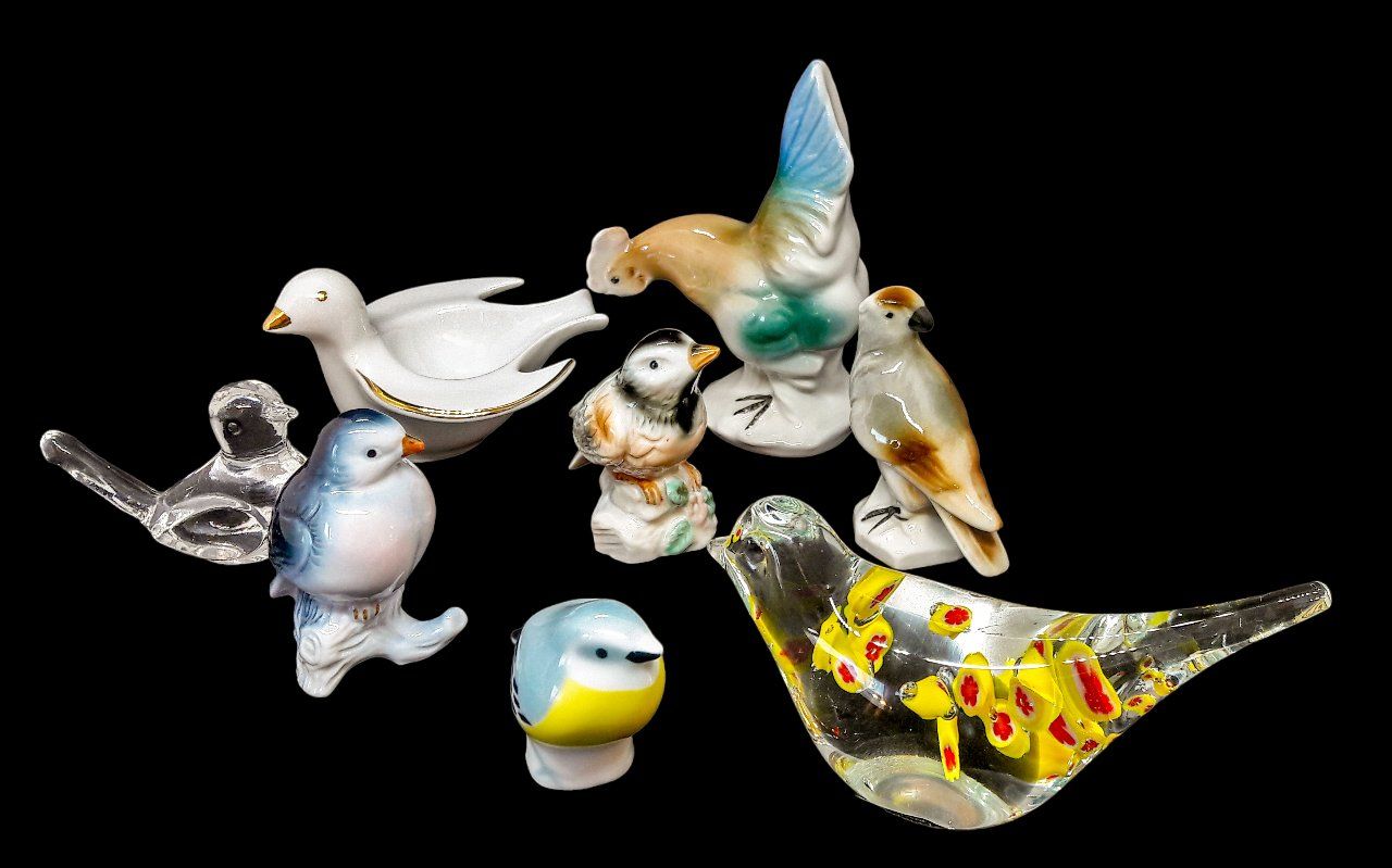 Figuren: 8x Vogel oiseau Sargadelos Gräfenthal Ampurdan Murano ? – Gebraucht aus Tavannes von Brocashop 8