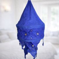 Stofflampe Lampe Lampion Blau Indien Hängelampe Lampion