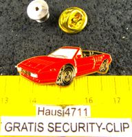 FERRARI CABRIO ROT OFFEN AUTO PIN GEPRÄGT mit SECURITY-CLIP
