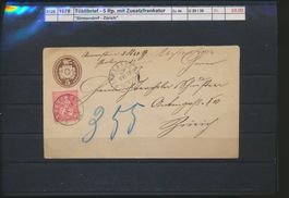 1879 "Tüblibrief - 5 Rp. mit Zusatzfrankatur", Birmensdorf -