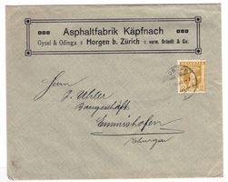 1908 Firmenbrief Asphaltfabrik Käpfnach, Horgen b. Zürich