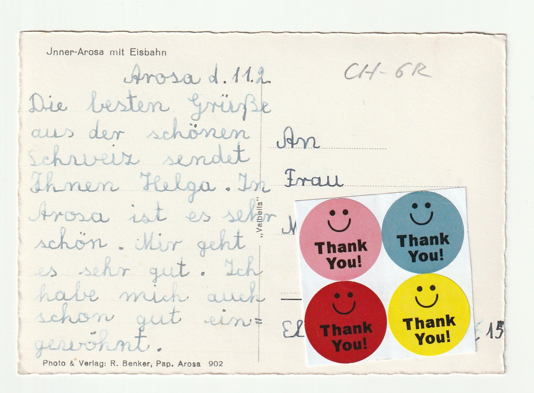 Posters & Illustrations: Postkarte Innerarosa Eisbahn mit Weisshorn, Arosa GR – D'occasion à St. Gallen par Ricardo_Deals 1