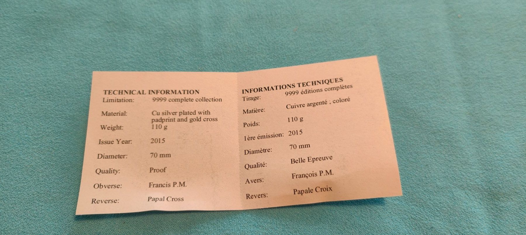 Medaglie: Papst Franziskus Medaille – Nuovo (secondo la descrizione) da Eschenbach SG venduto da twin02 3