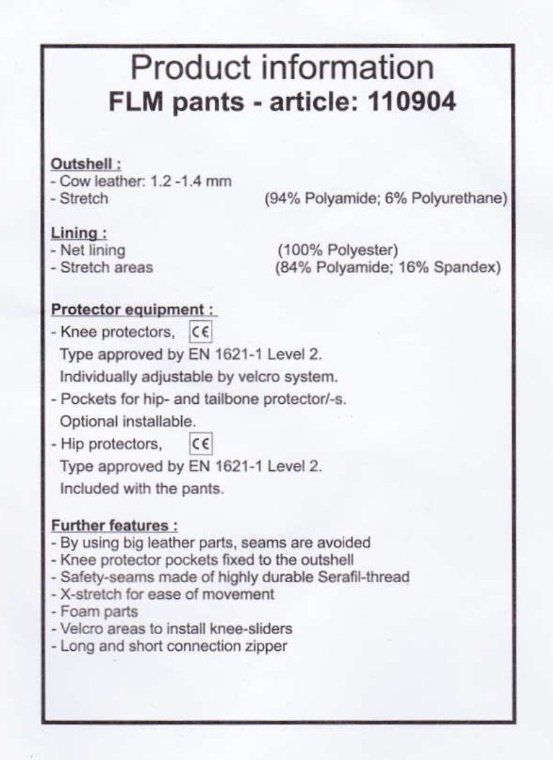 FLM Pantalons: FLM Leder Kombihose Grösse 50 – Neuf (Voir description) à Luzern par Kwak 6