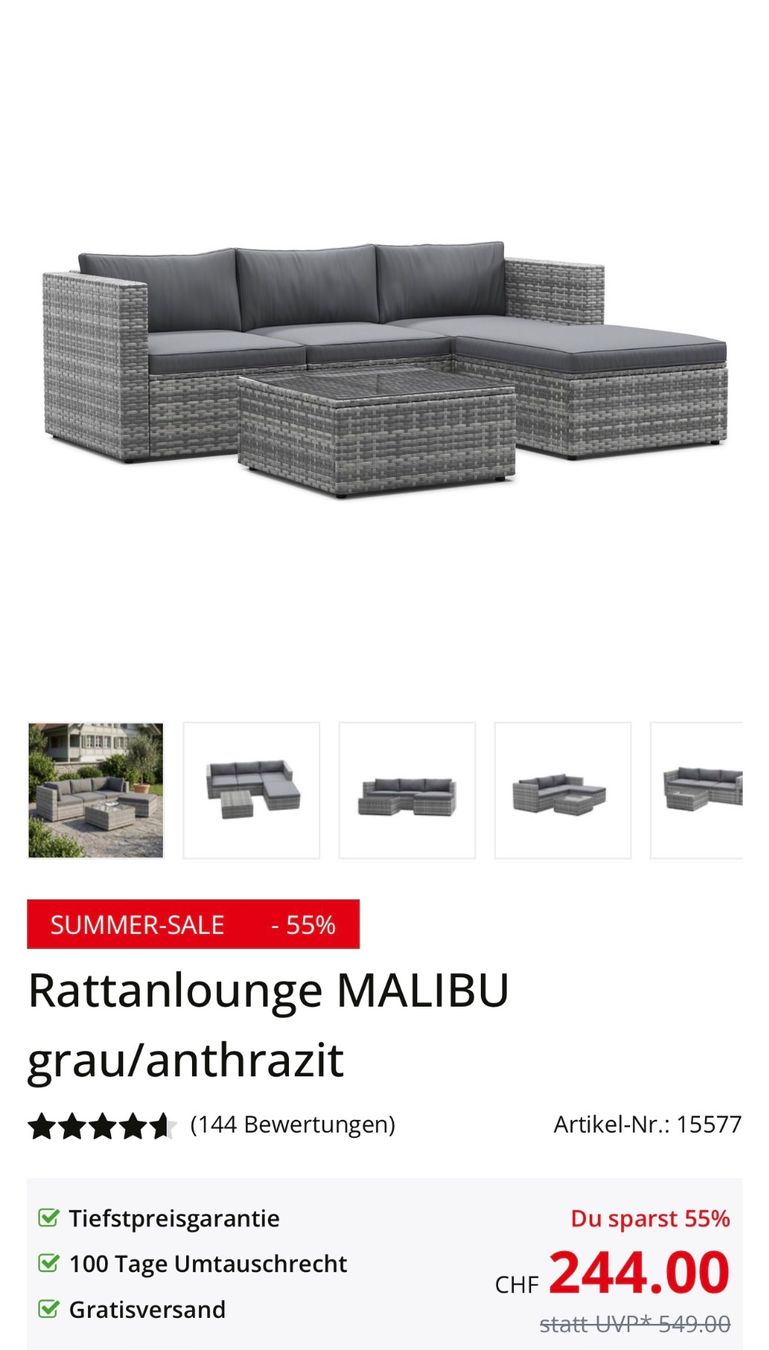 Sofas: Garten Lounge mit Polsterung, gebraucht | NP: 550 CHF – D'occasion à Winterthur par vavrova.lucy 6
