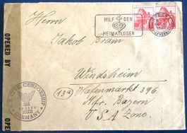 1946/ Zensurbrief USA Zone - Zürich nach Windsheim