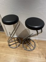 2 Barhocker verchromt Leder schwarz für Küche Esszimmer 55cm