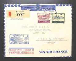1948 Flugpost F31-F32 VOL LATÉCOERE 631 GENÈVE-ANTILLES