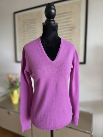 Kaschmir Pullover Damen Rosa mit V-Ausschnitt – Grösse 36(S)