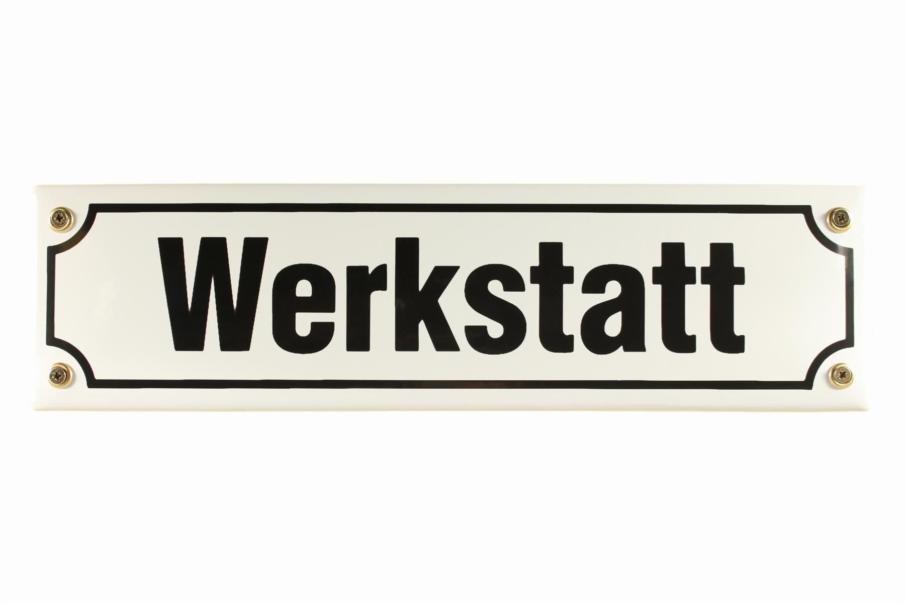 Schilder: Emailleschild-WERKSTATT-WEISS – Neu und originalverpackt aus Rupperswil von big-one-sale