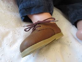 1 Paar Puppenschuhe Halbschuhe Babyschuhe Leder, Gr. 16