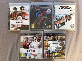 5 PS3-Spiele  GTA V, Gran Turismo 5, FIFA & Burnout