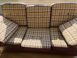 Vintage Sofa im Retro-Stil – 3-Sitzer mit kariertem Stoff