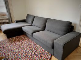 Ikea 3er Sofa mit Récamiere, Anthrazit, Vorgänger von Vimle