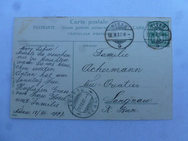 Cartoline postali: Ansichtskarte Schloss Nidau 1907 – Usato da Walkringen venduto da Casablanca777 1