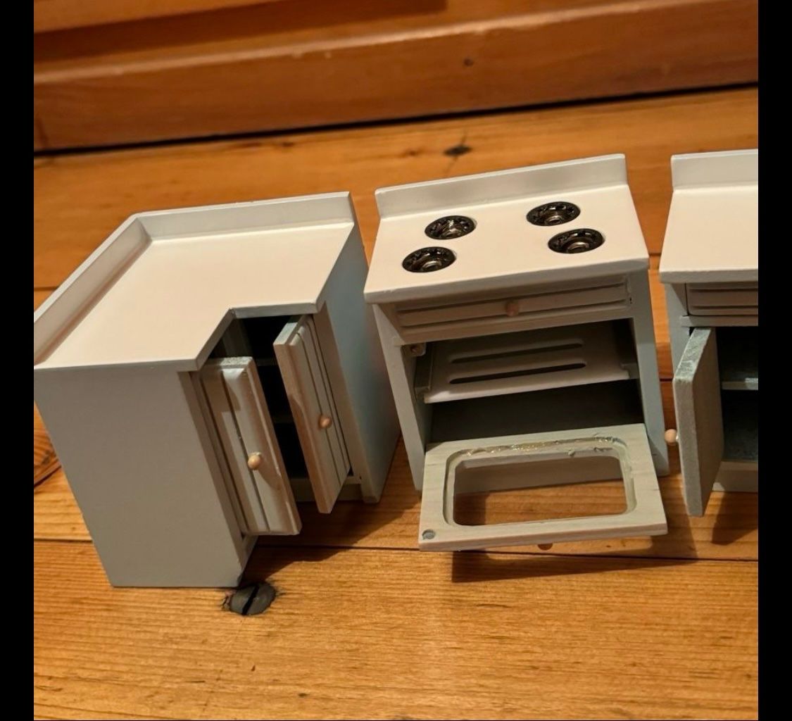 Case e mobili per bambole: Komplett Küche Hellblau Puppenhaus – Nuovo e nell'imballaggio originale da Grabs venduto da Puppestuebli 5