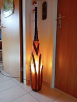 Stehlampe & Trocken-Vase Orange mit Natur-Geflecht Vintage