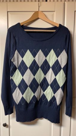 Damen Pullover blau mit Rautenmuster guter Zustand