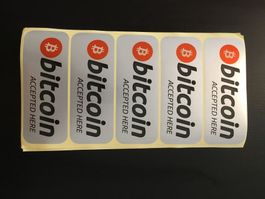 5 Bitcoin Accepted Here Stickers