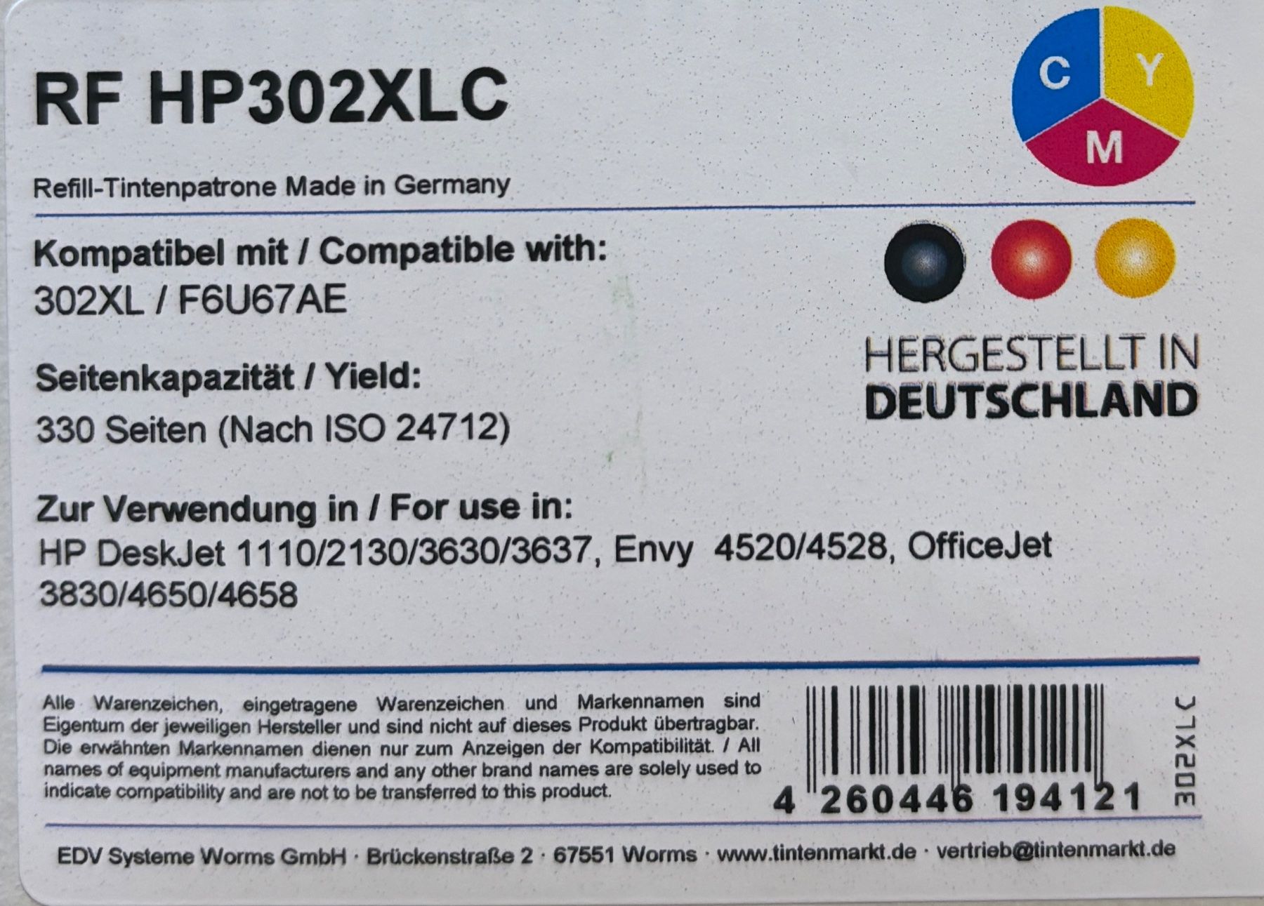 Hewlett Packard Cartucce per stampanti & toner: HP 302 XL Farbe kompatibel Neu eingeschweisst – Nuovo e nell'imballaggio originale da Sonterswil venduto da dwidi 1