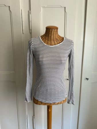 Langarmshirt weiss-schwarz gestreift XS