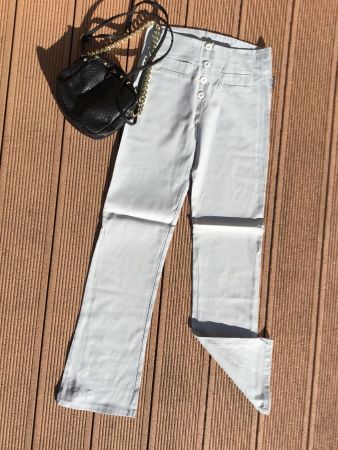 Pantalon gris satiné, taille S (74cm)
