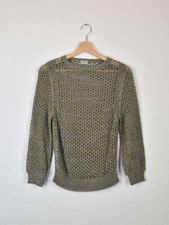 Marella Sport Pullover, Lochstrick, Gr.36, olivgrün/Glitzer