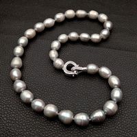 Grau Lua Perlen Kette Echt 1cm Collier Perle Vrai Halskette