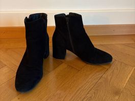Black Suede-Effect Ankle Boots – Size 38