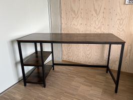 Schreibtisch mit Regal braun Metallgestell gebraucht