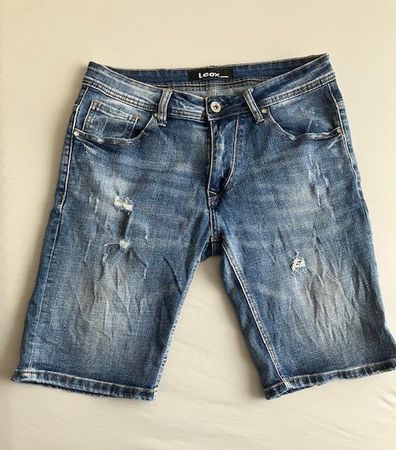 Short en jean Leox bleu délavé, taille 32,